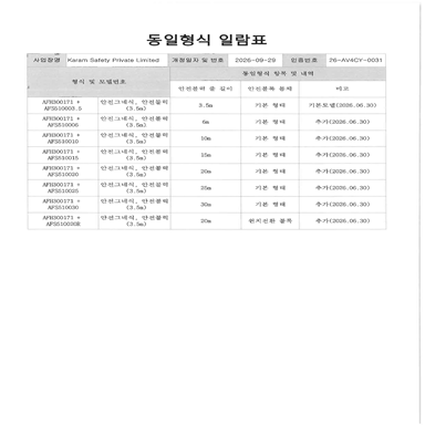 동일형식일람표